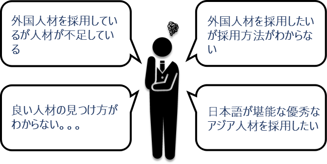 外国人材の採用にお悩みの企業様へ